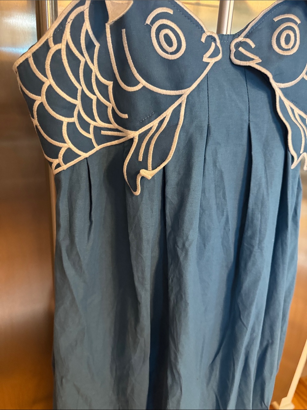 Blue Maxi Dress with Embroidered Fish Bust - Picture 6 of 15